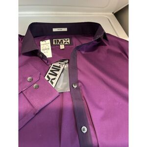 Express 1MX Modern Fit Purple Button Long Sleeve Shirt‎ Men Size XL 17-17 1/2